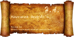 Havranek András névjegykártya
